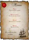 Miniature : Menu pour petits pirates orn d'un bateau pirate.