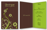 Miniature : Menu pliant couleurs chocolat et vert anis avec possibilit d'ajouter une photo.