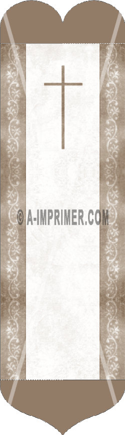 Rond de serviette assorti  un menu pour communion ou repas religieux orn d'une croix.