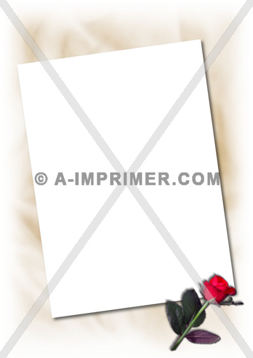 Papier  lettre pour les amoureux orn d'une rose rouge.