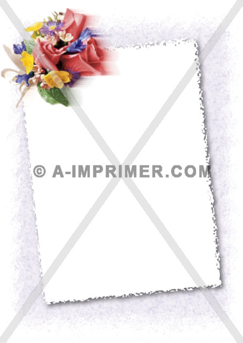 Papier  lettre pour les amoureux compos d'un joli bouquet de fleurs