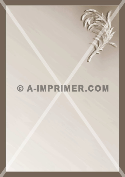 Papier  lettre ocre orn d'une plume.