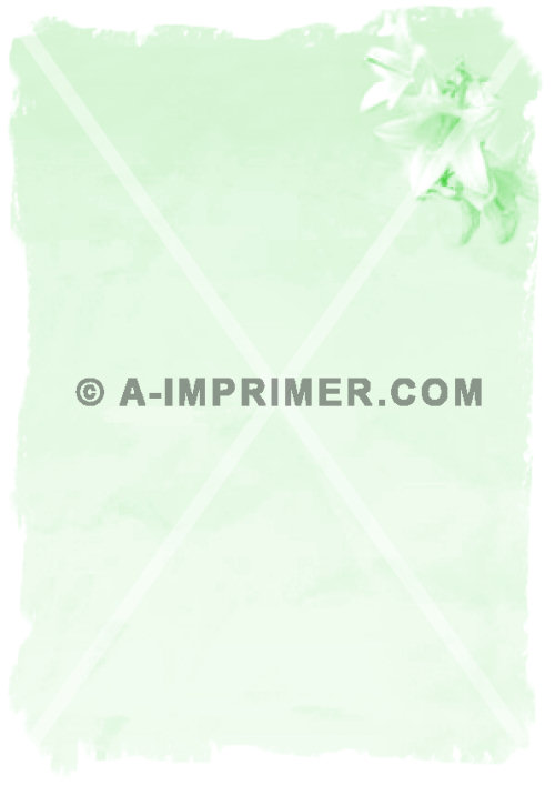 Papier  lettre vert orn d'une fleur.
