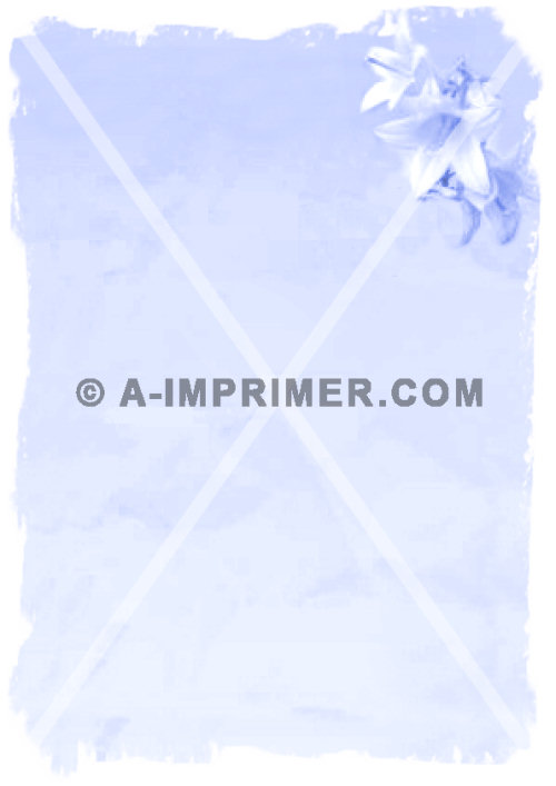 Papier  lettre bleu orn d'une fleur.