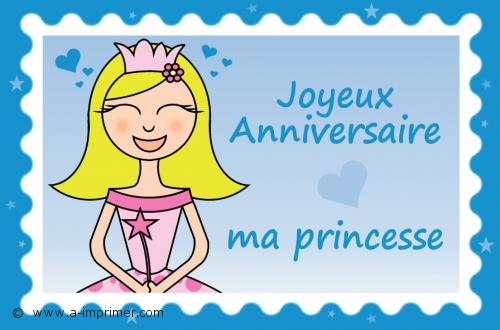 Cette carte d'anniversaire est destine aux petites filles. Joyeux anniversaire ma princesse. 