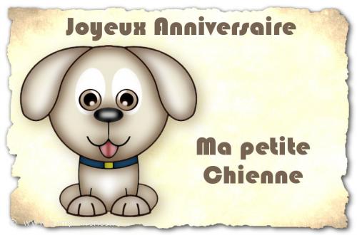 Une petite chienne pour souhaiter un joyeux anniversaire ma petite chienne.