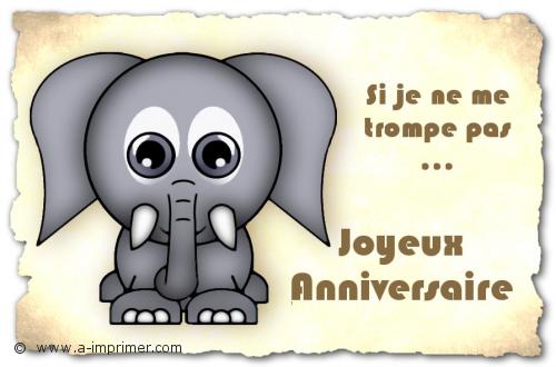 Un lphant pour souhaiter un joyeux anniversaire.