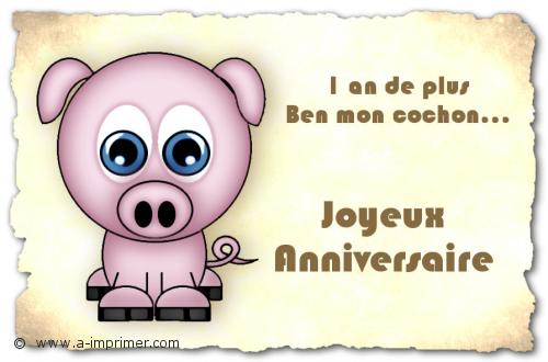 Un petit cochon pour souhaiter un joyeux anniversaire.