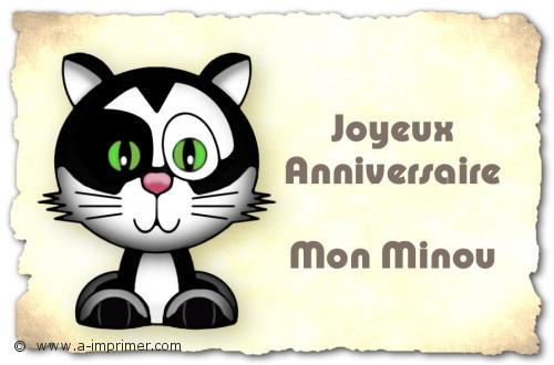 Un chat noir et blanc pour souhaiter un joyeux anniversaire mon minou.