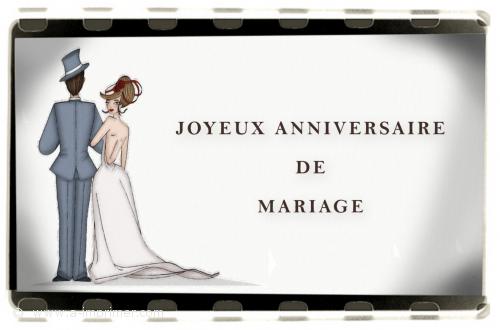 Couple Une carte postale pour souhaiter un joyeux anniversaire de mariage composée d'un joli couple de mariés.