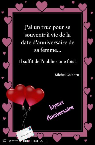 Anniversaire de sa femme Carte d'anniversaire : J'ai un truc pour se souvenir à vie de la date d'anniversaire de sa femme...
