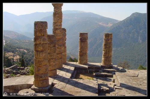 Carte postale du temple d'Apollon  en Grce.