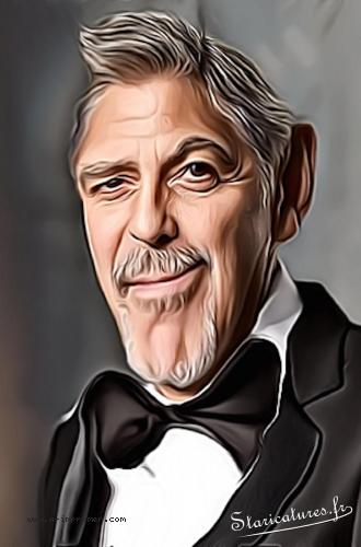 Carte postale caricaturale de George Clooney