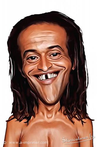 Yannick Noah Carte postale caricaturale de Yannick Noah