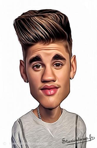 Justin Bieber Carte postale caricaturale de Justin Bieber