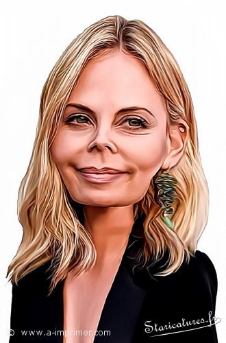 Charlize Theron Carte postale caricaturale de Charlize Theron