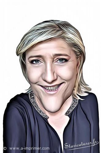 Marine Le Pen Carte postale caricaturale de Marine Le Pen