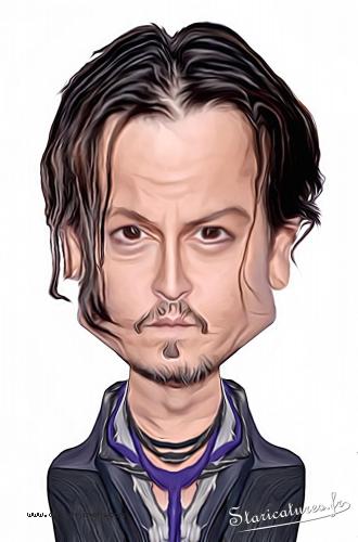 Carte postale caricaturale de Johnny Depp
