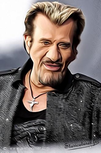 Carte postale caricaturale de Johnny Hallyday