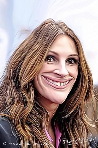 Carte postale caricaturale de Julia Roberts