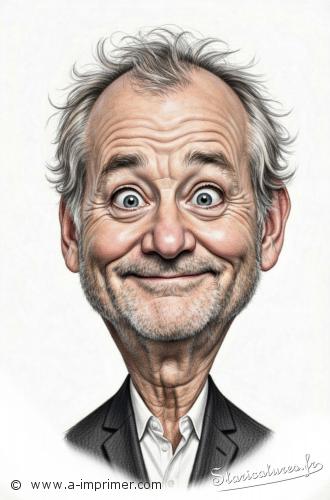 Bill Murray Carte postale caricaturale de Murray Bill