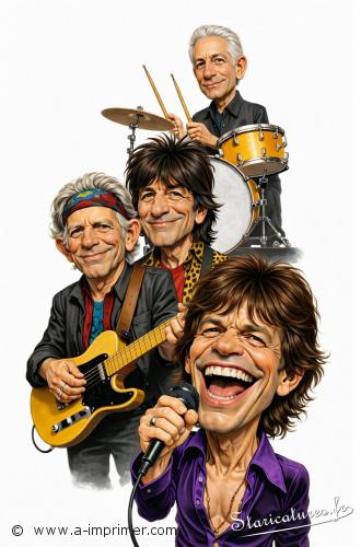 The Rolling Stones Carte postale caricaturale de The Rolling Stones
