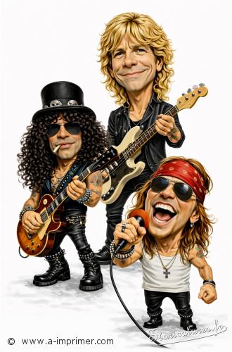 Guns N' Roses Carte postale caricaturale de Guns N' Roses