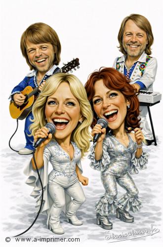 Abba Carte postale caricaturale de Abba