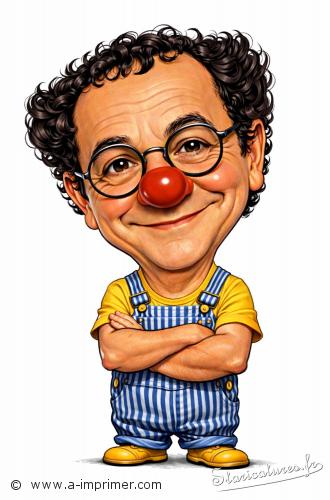 Coluche Carte postale caricaturale de Coluche