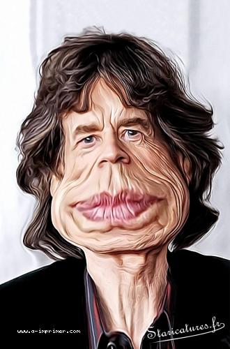 Carte postale caricaturale de Mick Jagger