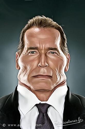 Carte postale caricaturale de Arnold Schwarzenegger