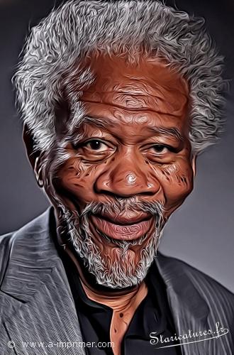 Carte postale caricaturale de Morgan Freeman