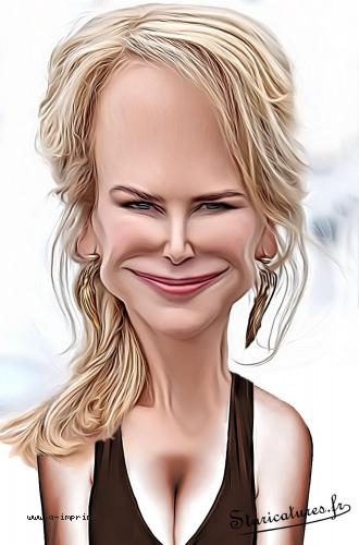 Carte postale caricaturale de Nicole Kidman