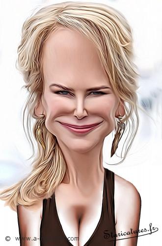 Carte postale caricaturale de Nicole Kidman