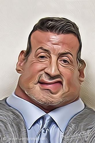 Carte postale caricaturale de Sylverster Stallone