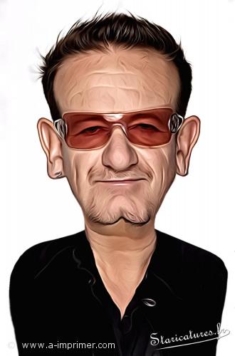 Carte postale caricaturale de Bono de U2