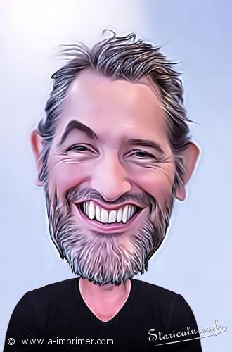 Jean Dujardin Carte postale caricaturale de Jean Dujardin