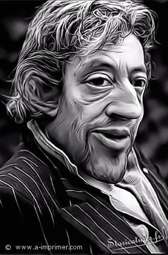 Serge Gainsbourg Carte postale caricaturale de Serge Gainsbourg