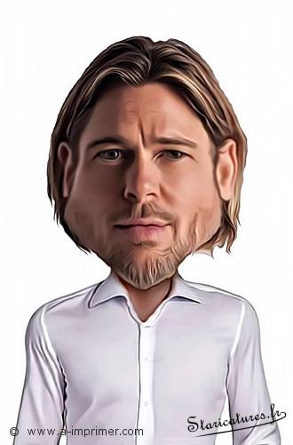 Carte postale caricaturale de Brad Pitt