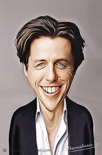 Hugh Grant Carte postale caricaturale de Hugh Grant