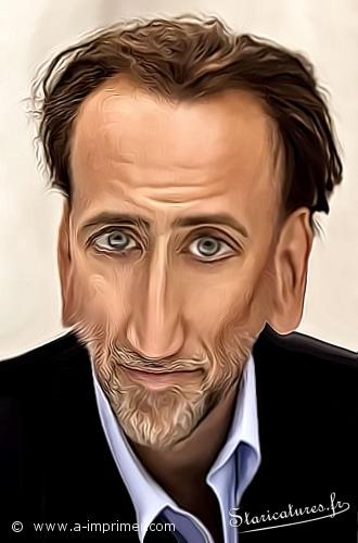 Nicolas Cage Carte postale caricaturale de Nicolas Cage