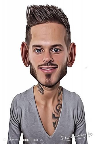 M Pokora Carte postale caricaturale de M Pokora