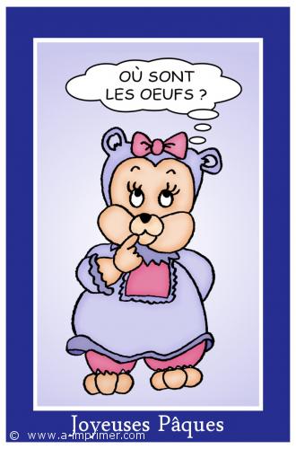 Oursonne de Pâques Cette carte postale pour souhaiter de joyeuses pâques.