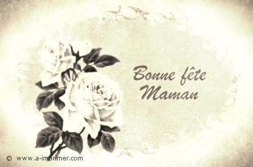 Carte postale d'un bouquet de roses blanches pour la fte des mres.