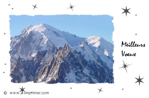 Meilleurs Voeux Carte postale Bonne Année 2021 : Montagnes enneigées.