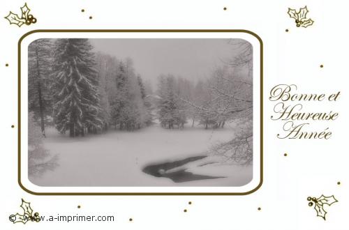 Bonne Année Carte postale Bonne Année 2021 : Montagnes enneigées.