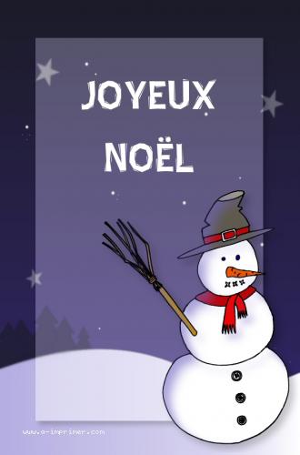 Carte postale joyeux nol : un bonhomme de neige.