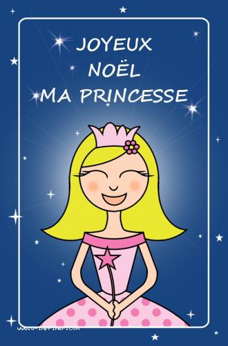 Carte postale joyeux nol pour une petite fille. Joyeux nol ma princesse.