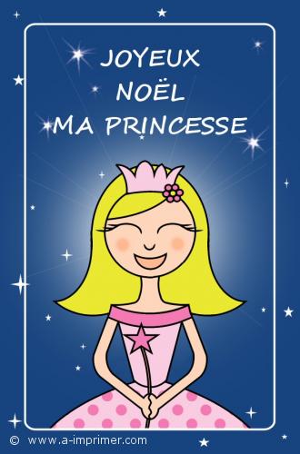 Carte postale joyeux nol pour une petite fille. Joyeux nol ma princesse.