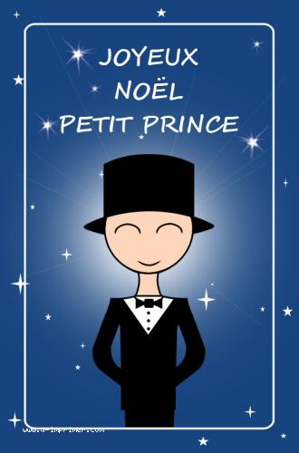 Carte postale joyeux nol pour un petit garon : Joyeux nol mon petit prince.